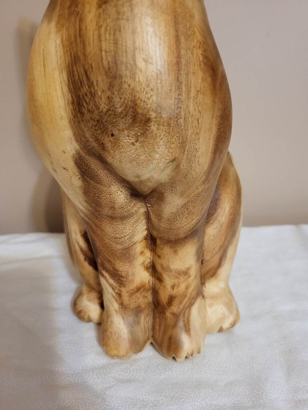 Handcarved Wooden 12 x 5.5 x 4.5 In. Cat Statue Figurine Decor - Picture 4 of 15